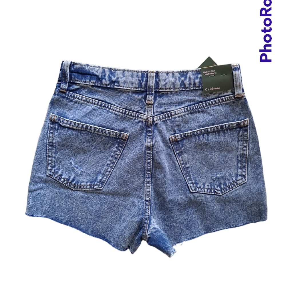 Wild Fable high waist button fly cut off mid wash acid wash shorts - Picture 2 of 6